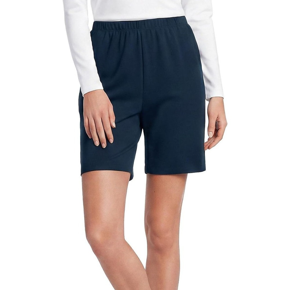 Lands' End Women's Sport Knit High Rise 8" Shorts - Navy Blue - 2X (20/22W)